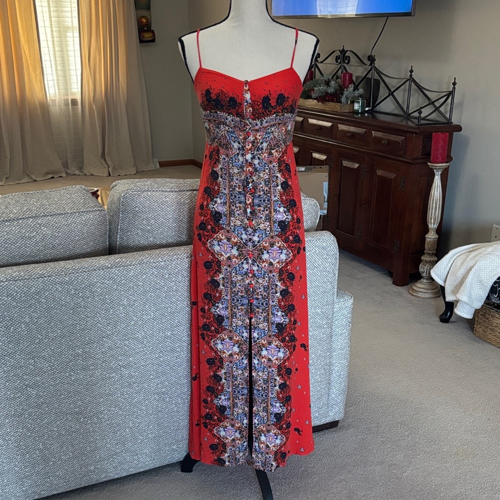 We The Free orange  and navy   Floral Maxi Dress